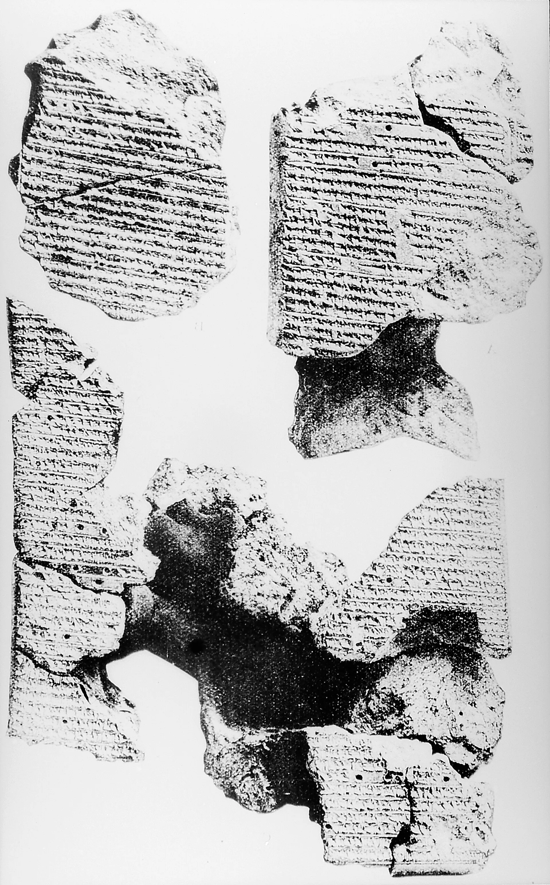 Baked clay cuneiform tablets from Ashurbanipal’s library at Nineveh containing Assyrian medical texts.