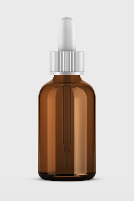 Amber tincture bottle with a dropper